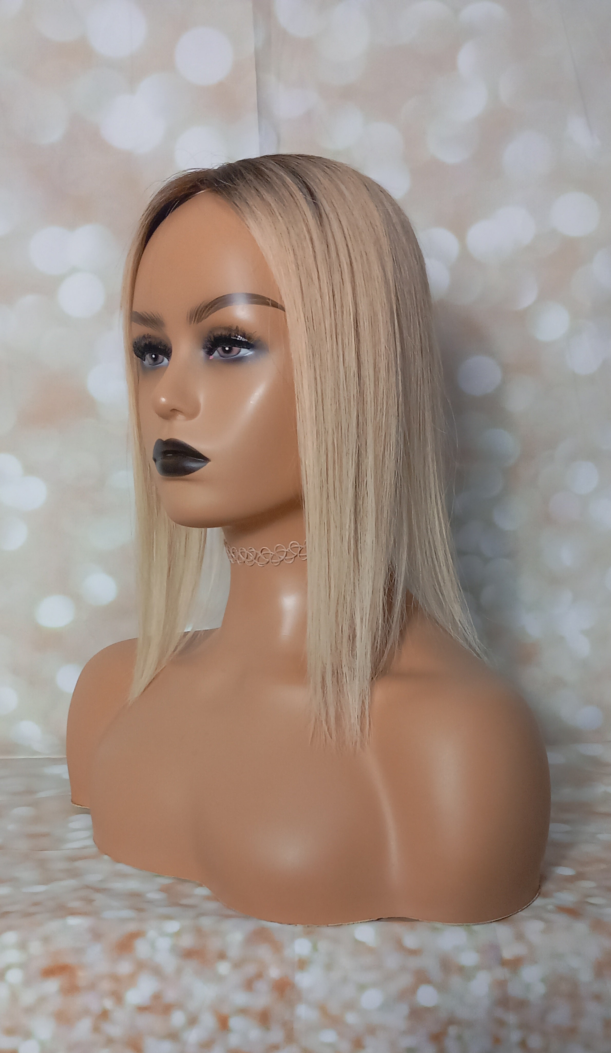 Ready to ship- Mila silk base human hair topper, 12 inches long,honey blonde with root