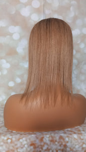 Ready to ship- silk base human hair topper, 12 inches long, light ash brown with root