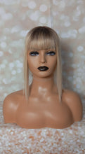 Charger l&#39;image dans la galerie, Lace and weft base human hair topper, 12 inches long,honey blonde with root with fringe