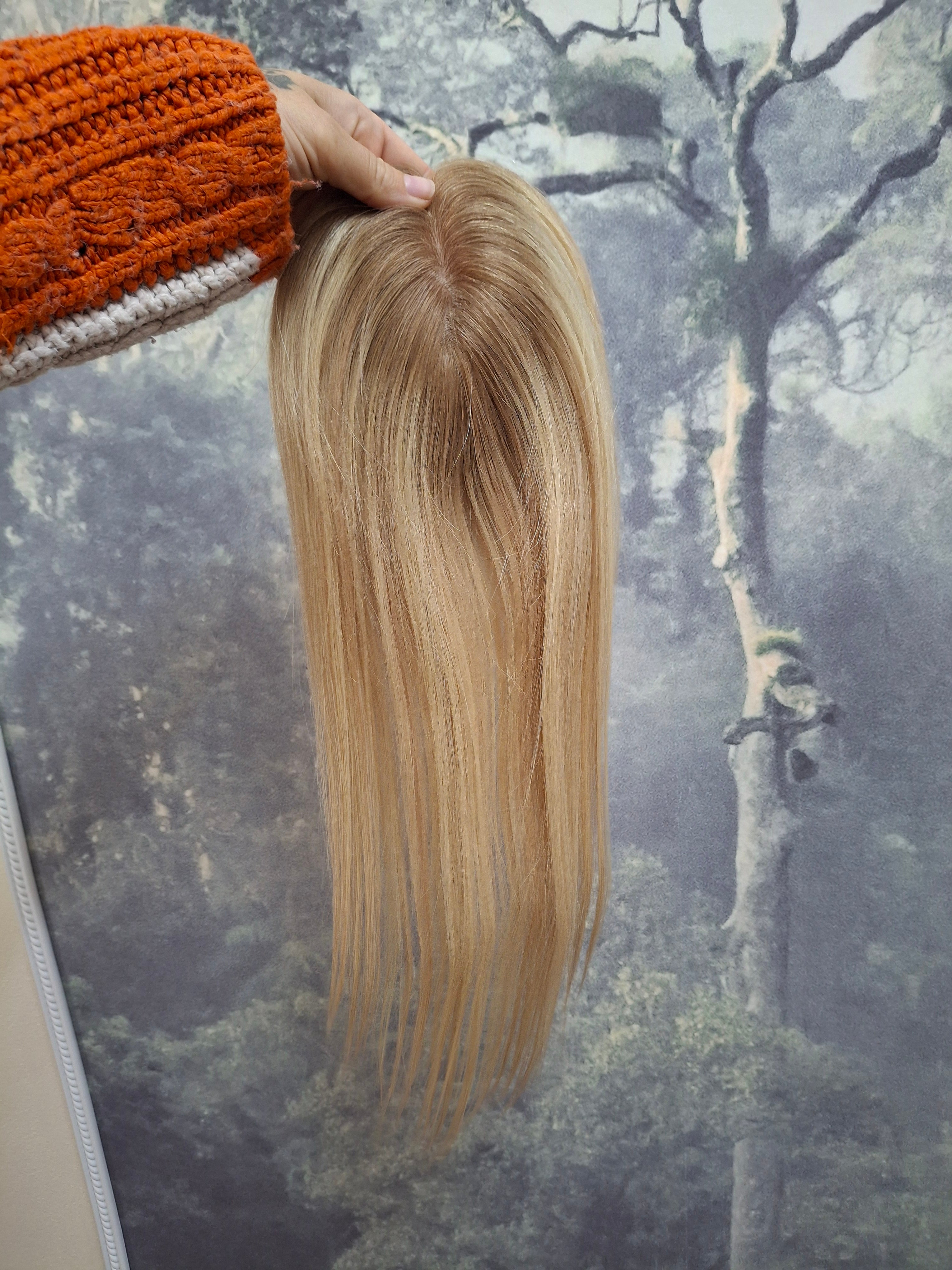 The Elle topper- Silk base human hair topper, 3x5inch, 16 inches long, choose shade