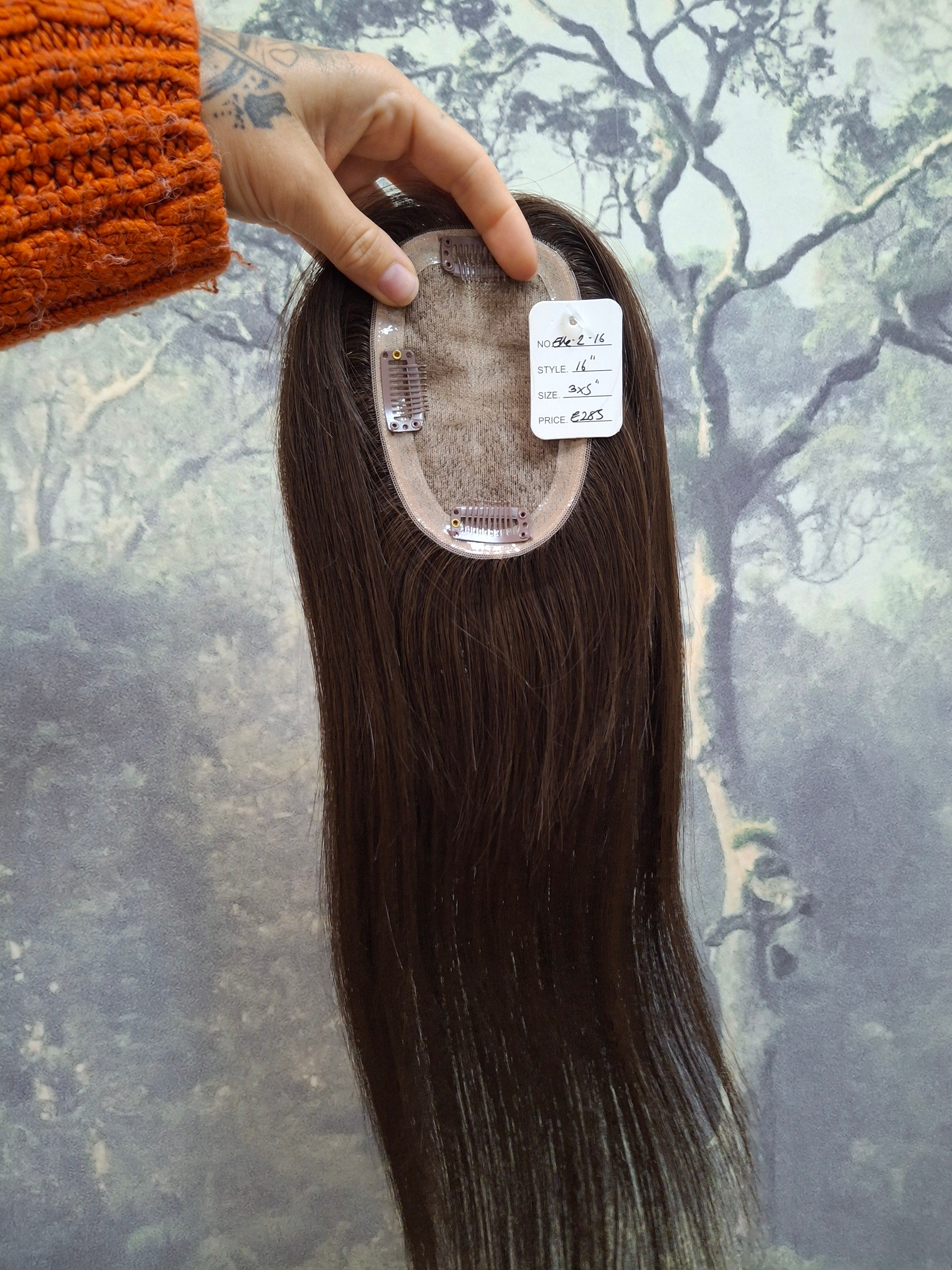 The Elle topper- Silk base human hair topper, 3x5inch, 16 inches long, choose shade