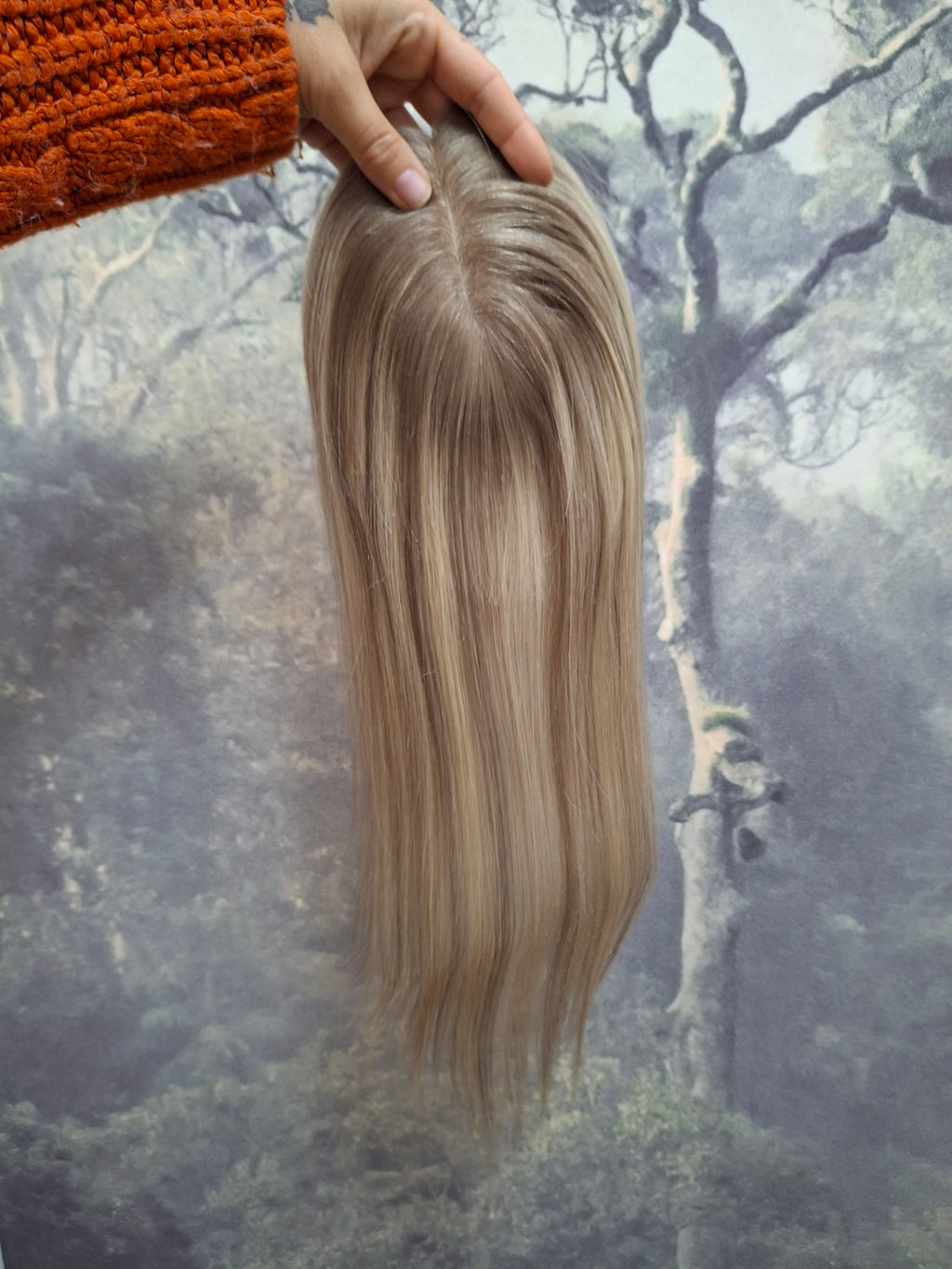 The Elle topper- Silk base human hair topper, 3x5inch, 16 inches long, choose shade