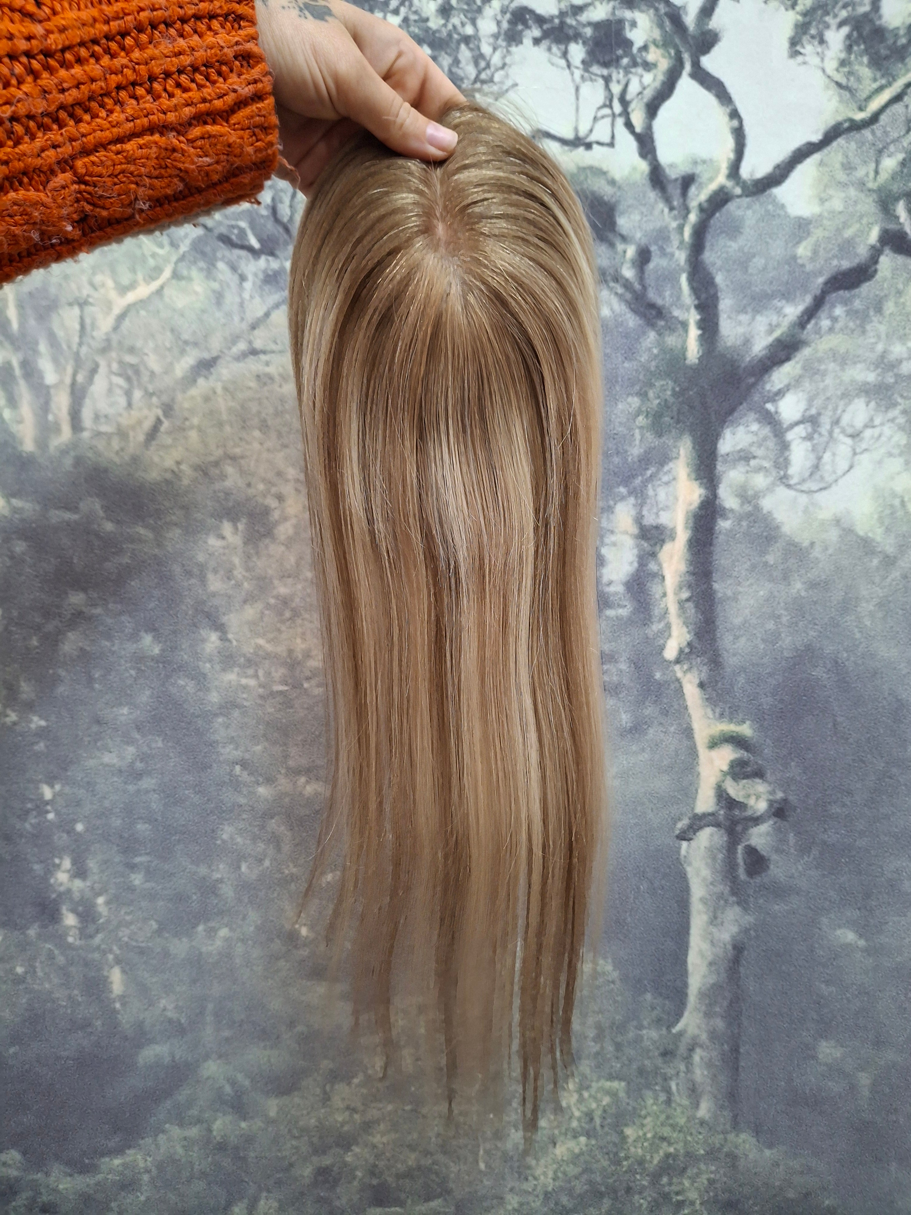 The Elle topper- Silk base human hair topper, 3x5inch, 16 inches long, choose shade