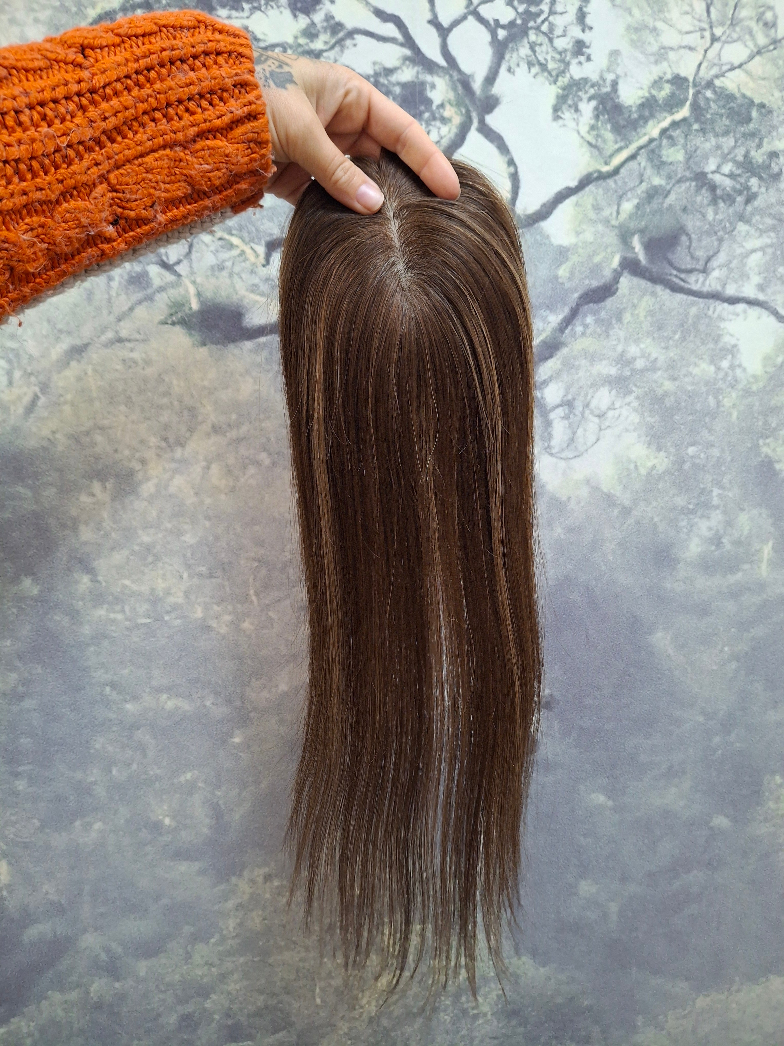 The Elle topper- Silk base human hair topper, 3x5inch, 16 inches long, choose shade