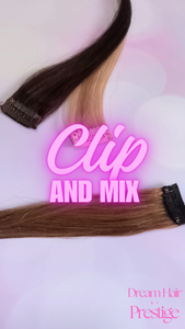 Clip and Mix- Human hair extension, single piece clip in, choose colour, 16/18/20 inches long double weft