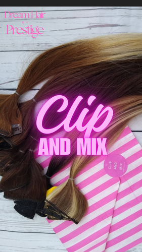 Clip and Mix- Human hair extension, 8 inch clip in, choose colour, 16/18/20 inches long single weft