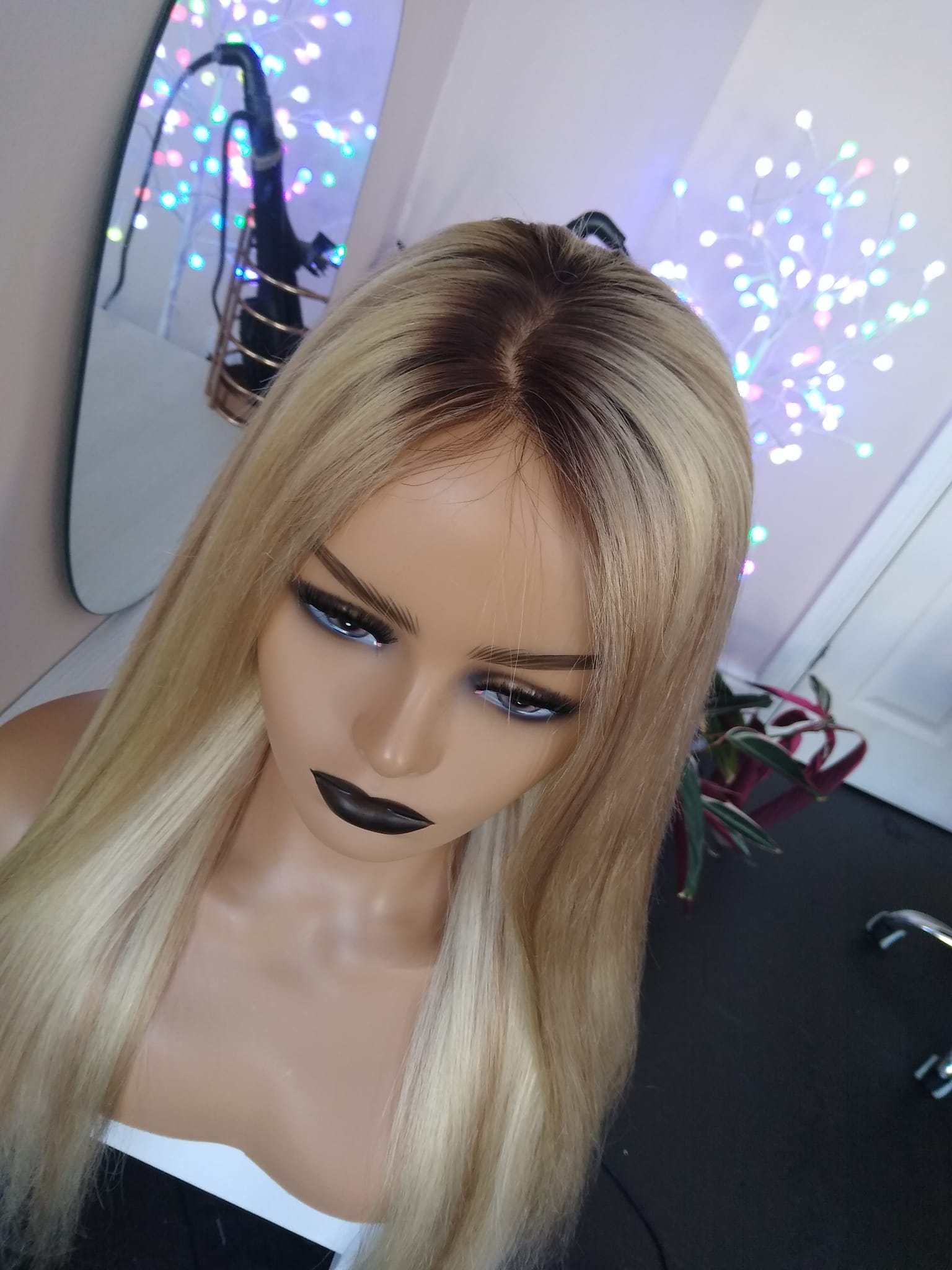 The Harmony Silk base wig, virgin human hair, 18/613 ash blonde/light blonde, medium root, 12/14/16/18/20 inch