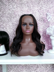 Reserved U part wig, natural black, 18 inches long, hand tied U