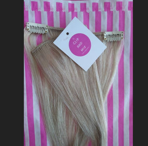 Clip and Mix- Human hair extension, 8 inch clip in, choose colour, 16/18/20 inches long single weft