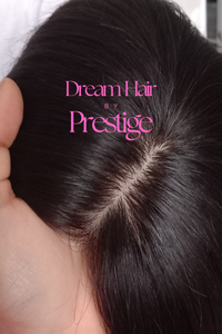 Immediate despatch- Human hair topper, natural black, hand tied silk closure, colour 1b virgin hair, 22 inch