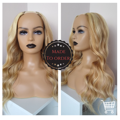 Human hair U part wig- #8/613- light brown/ light blonde- 16/18/20 inches long