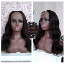 Load image into Gallery viewer, Human hair U part wig- #1b- natural black- 16/18/20/22 inches long