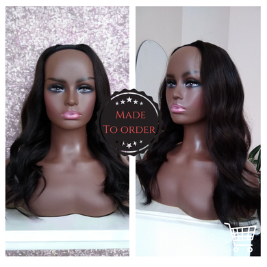 Human hair U part wig- #1b- natural black- 16/18/20/22 inches long