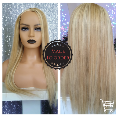 Human hair U part wig- #18/613 - ash blonde/ light blonde- 16/18/20/22/24 inches long