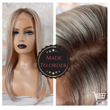 Load image into Gallery viewer, Silk base topper, virgin human hair, 18/613/9- ash blonde/light blonde ash brown, medium root, made to order with options to suit you