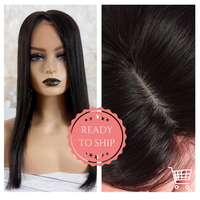 Immediate despatch- Silk base topper, virgin human hair, black 1b 18 inches long