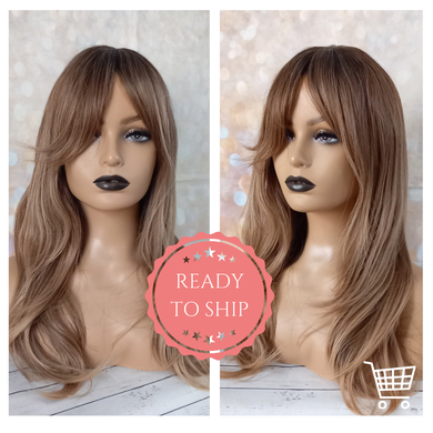 Ready to ship- balayage Fibre wig, synthetic, fringe, bangs