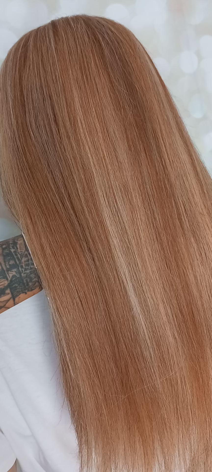 Ready to ship- Khloe Human hair headband wig, band fall, 8/613 blonde mix, 18 inches long, straight