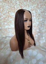 Charger l&#39;image dans la galerie, Ready to ship- U part topper #2, darkest brown clip in hair booster, volumiser, 18 inches long 5x5 inch