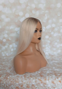 Ready to ship - human hair topper, silk and weft base, lace front, 16 inches long, light blonde light root