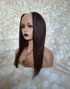 Ready to ship- U part topper #2, darkest brown clip in hair booster, volumiser, 18 inches long 5x5 inch