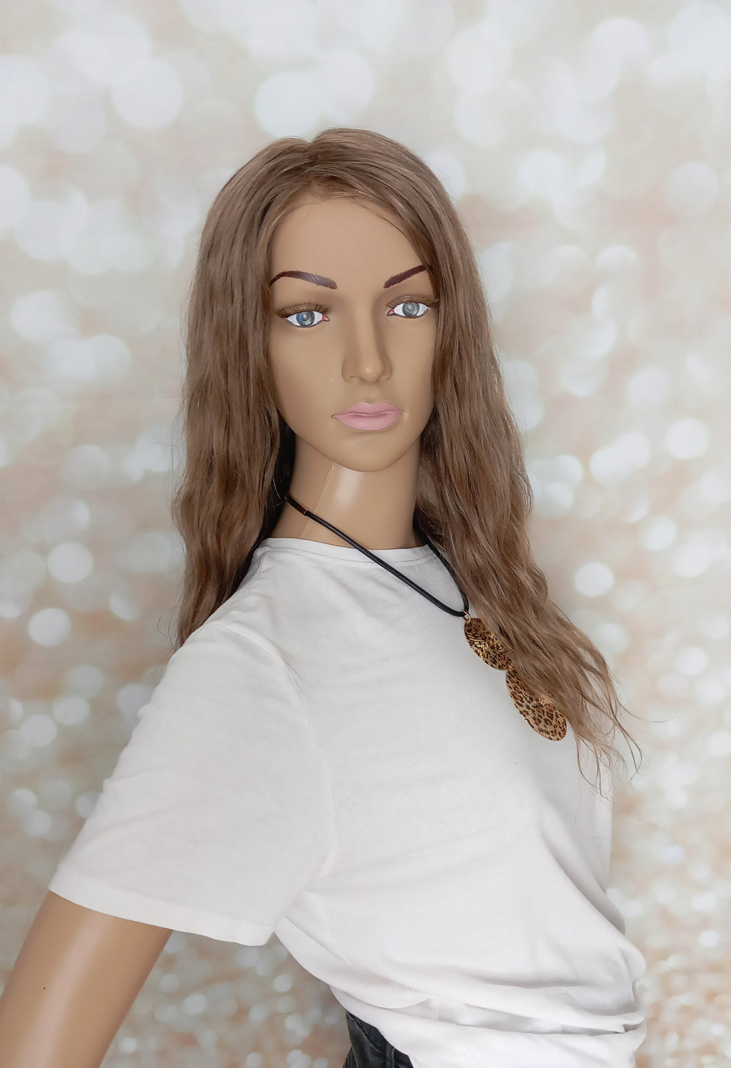 Ready to ship- medical wig, hand tied Silk and lace base with PU outer, small/petite human hair wig, natural ash brown