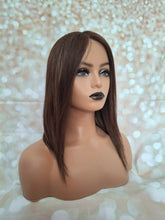 Load image into Gallery viewer, Ready to ship- Silk base lace front wig, medical, hair loss, high quality, realistic, brunette balayage, Medium