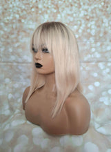 Load image into Gallery viewer, Ready to ship- Silk base lace front wig, medical, hair loss, high quality, realistic, lightest blonde, fringe, Medium