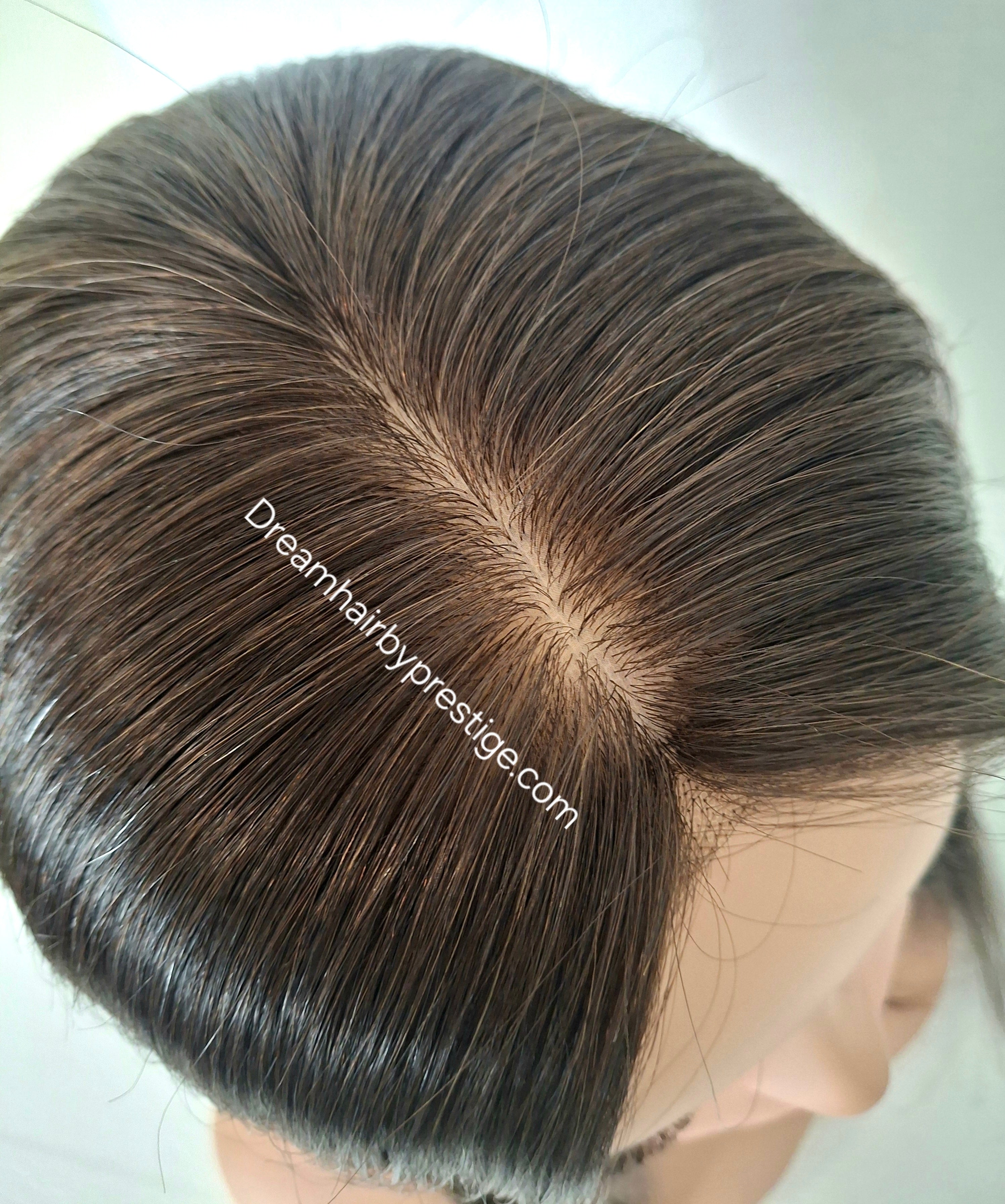 Ready to ship - Bella human hair topper, silk and weft base, lace front, 16 inches long, organic cocoa