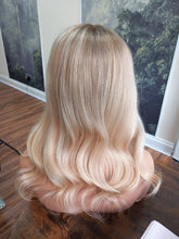 Load image into Gallery viewer, Ready to ship- Silk base topper , ash blonde/ light blonde with light balayage root, 5x6 inch, 16 inches long