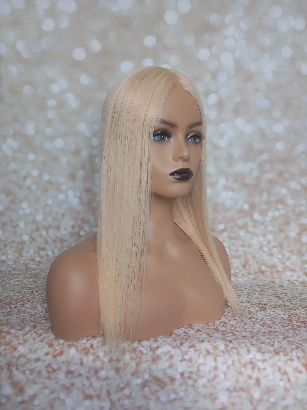 Ready to ship -Bella quality human hair topper, silk and weft base, lace front, 16 inches long, creme