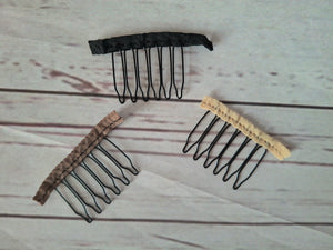 Wig combs- pack of 4- highest quality, black, beige, brown, wrapped