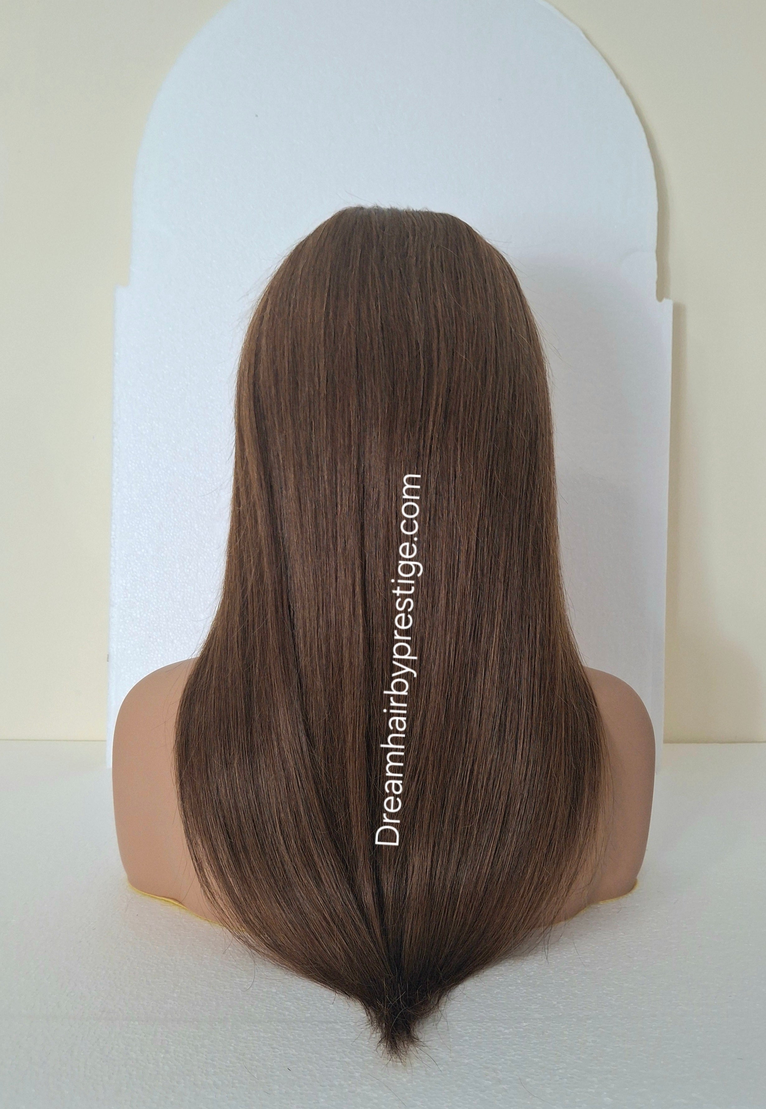 Grace U part wig, mid brown, 18 inches long, Medium size