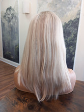 Load image into Gallery viewer, Ready to ship - human hair topper, lace and weft base, lace front, 14 inches long, 18/60 light root