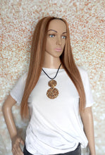 Load image into Gallery viewer, Ready to ship, Vibe U part wig, dark brown/ strawberry blonde, 18 inches long, Medium size
