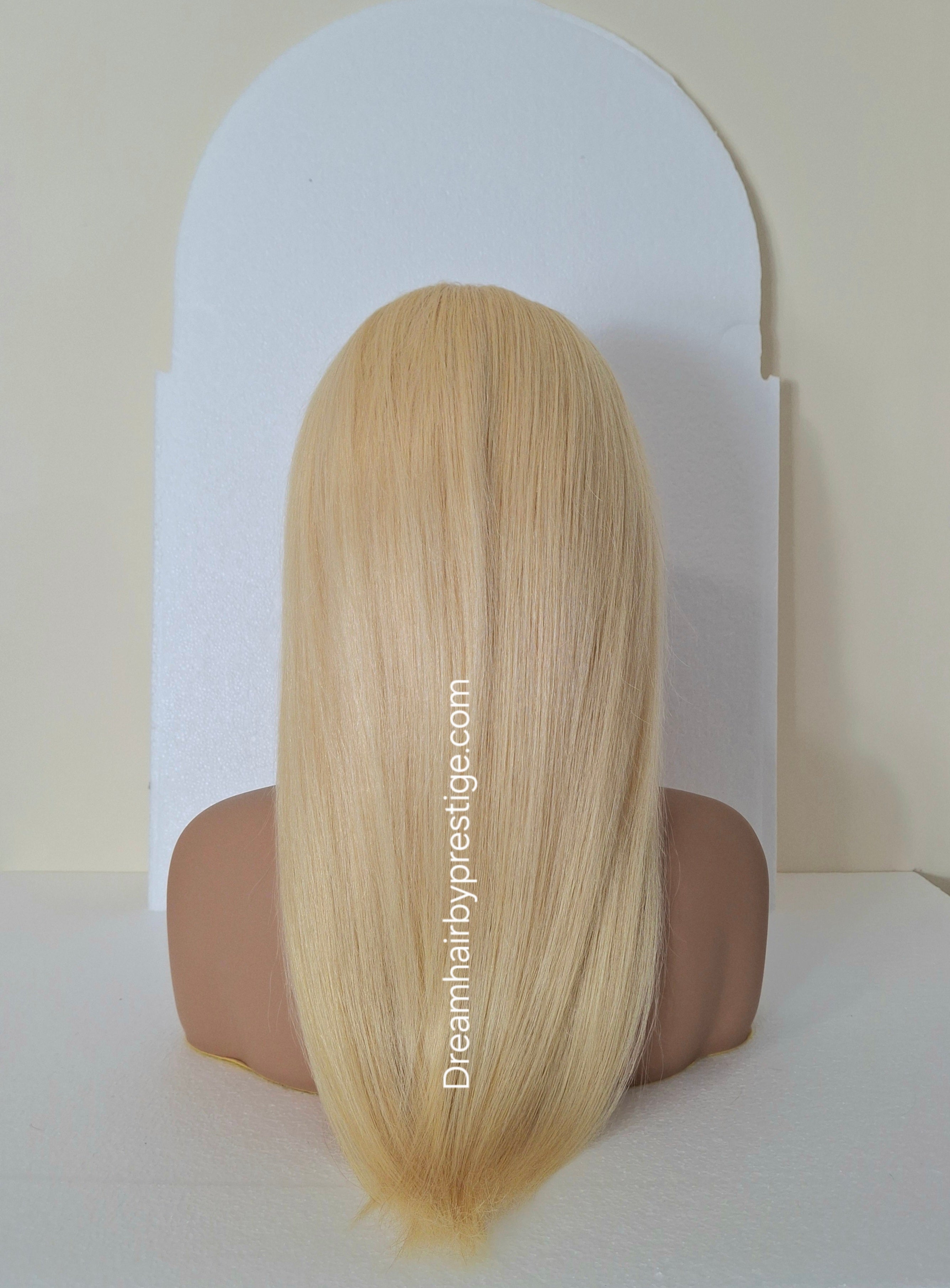 Vibe Human hair headband wig, band fall, 613 blonde, 18 inches long, straight