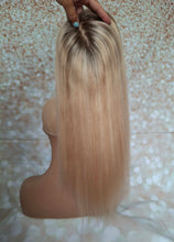 Load image into Gallery viewer, Ready to ship- Silk base topper , ash blonde/ light blonde with light root, 5x6 inch, 18 inches long