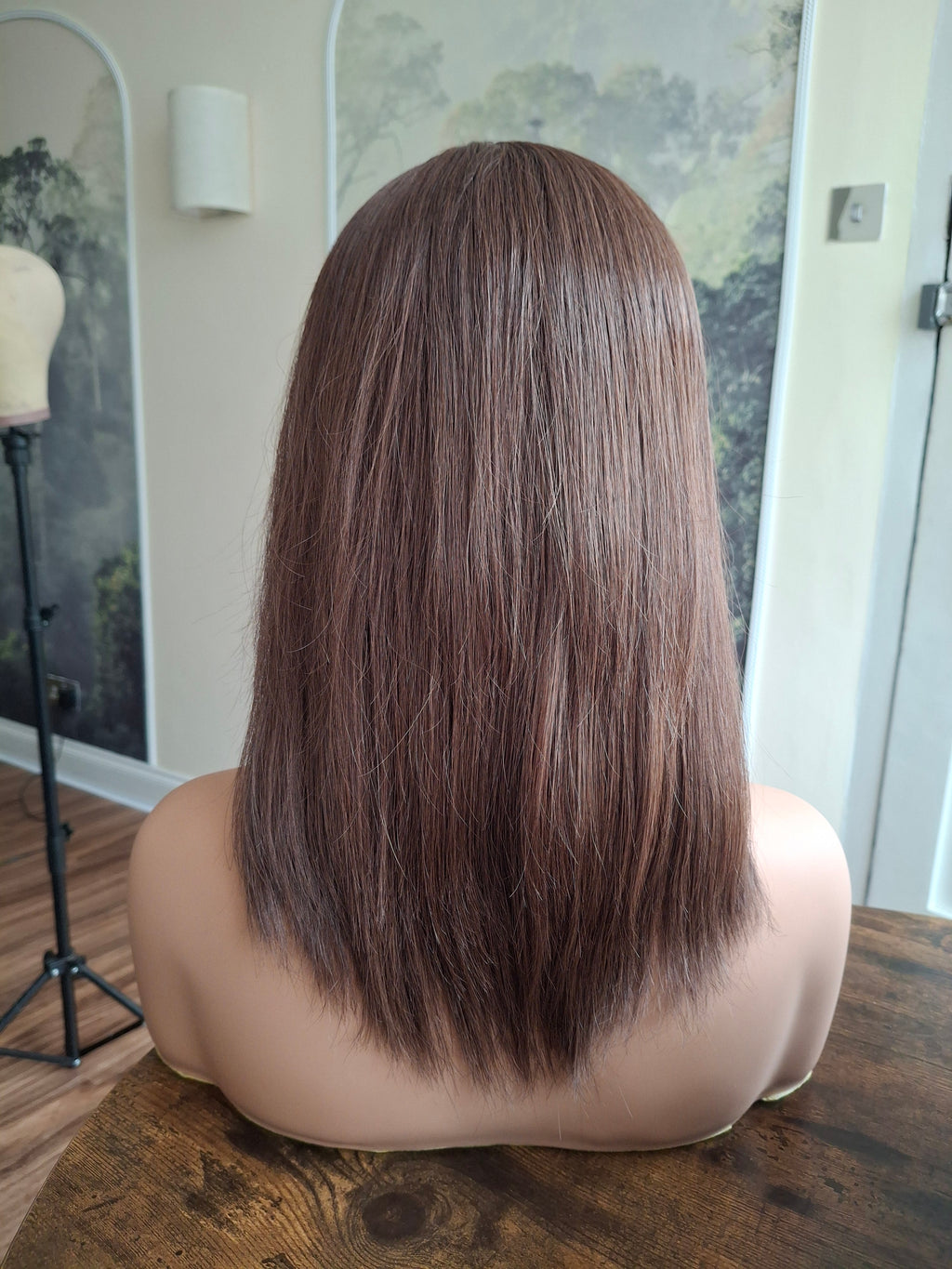 Ready to ship - Callie human hair topper, lace and weft base, lace front, 10 inches long, #4- roasted chestnut