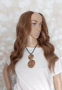Ready to ship- Human hair U part wig, #6+6/27-medium brown/ strawberry blonde- 18 inches long, medium