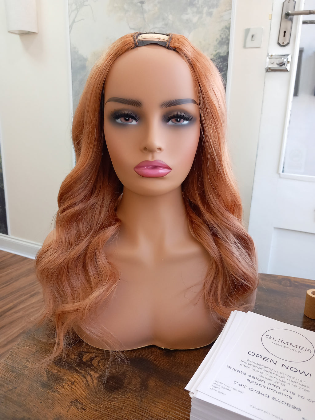 Ready to ship, Vibe U part wig, light auburn, 18 inches long, Medium size