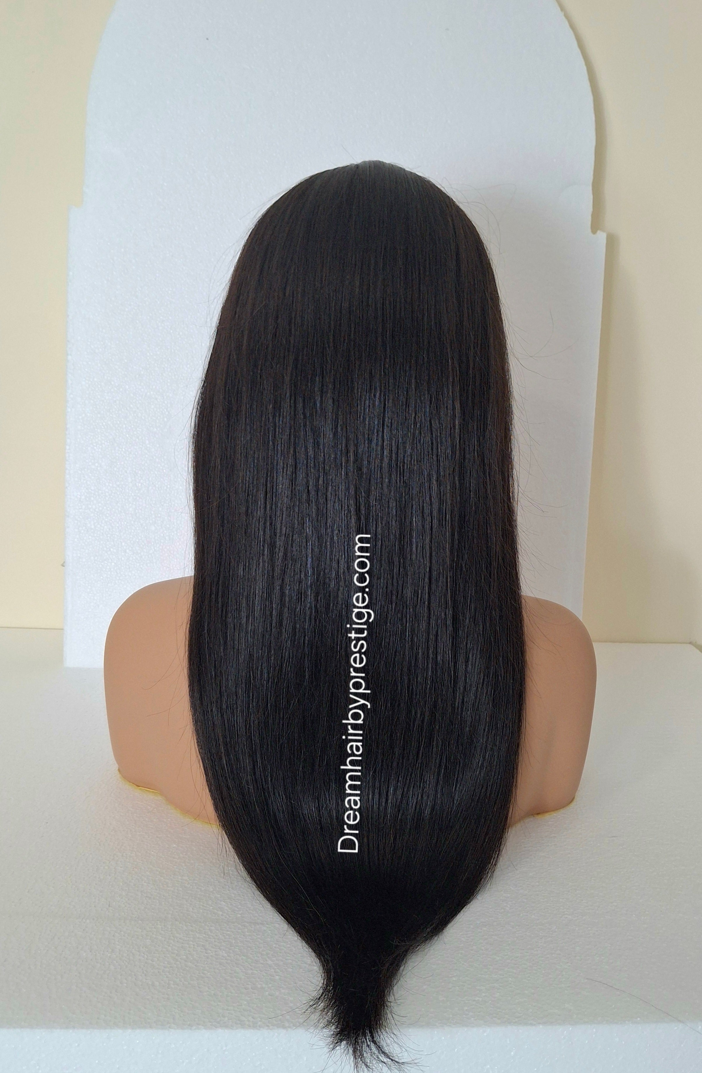 Vibe Human hair headband wig, band fall, soft black 18 inches long, straight