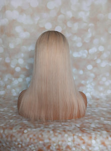 Ready to ship - human hair topper, silk and weft base, lace front, 16 inches long, light blonde light root