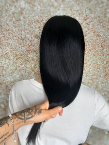 Ready to ship, Vibe U part wig, Glossy black, 18 inches long, Medium size