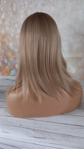Clearance-Fibre topper, faux silk base, realistic part, balayage blonde 14 inches