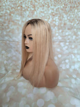 Load image into Gallery viewer, Ready to ship- Silk base topper , ash blonde/ light blonde with light root, 5x6 inch, 18 inches long