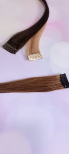 Clip and Mix- Human hair extension, single piece clip in, choose colour, 16/18/20 inches long double weft