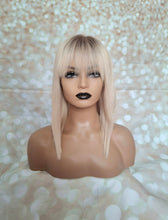 Load image into Gallery viewer, Ready to ship- Silk base lace front wig, medical, hair loss, high quality, realistic, lightest blonde, fringe, Medium