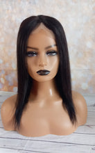 Load image into Gallery viewer, Clearance - immediate despatch- Silk base topper, virgin human hair, black 1b 14 inches long