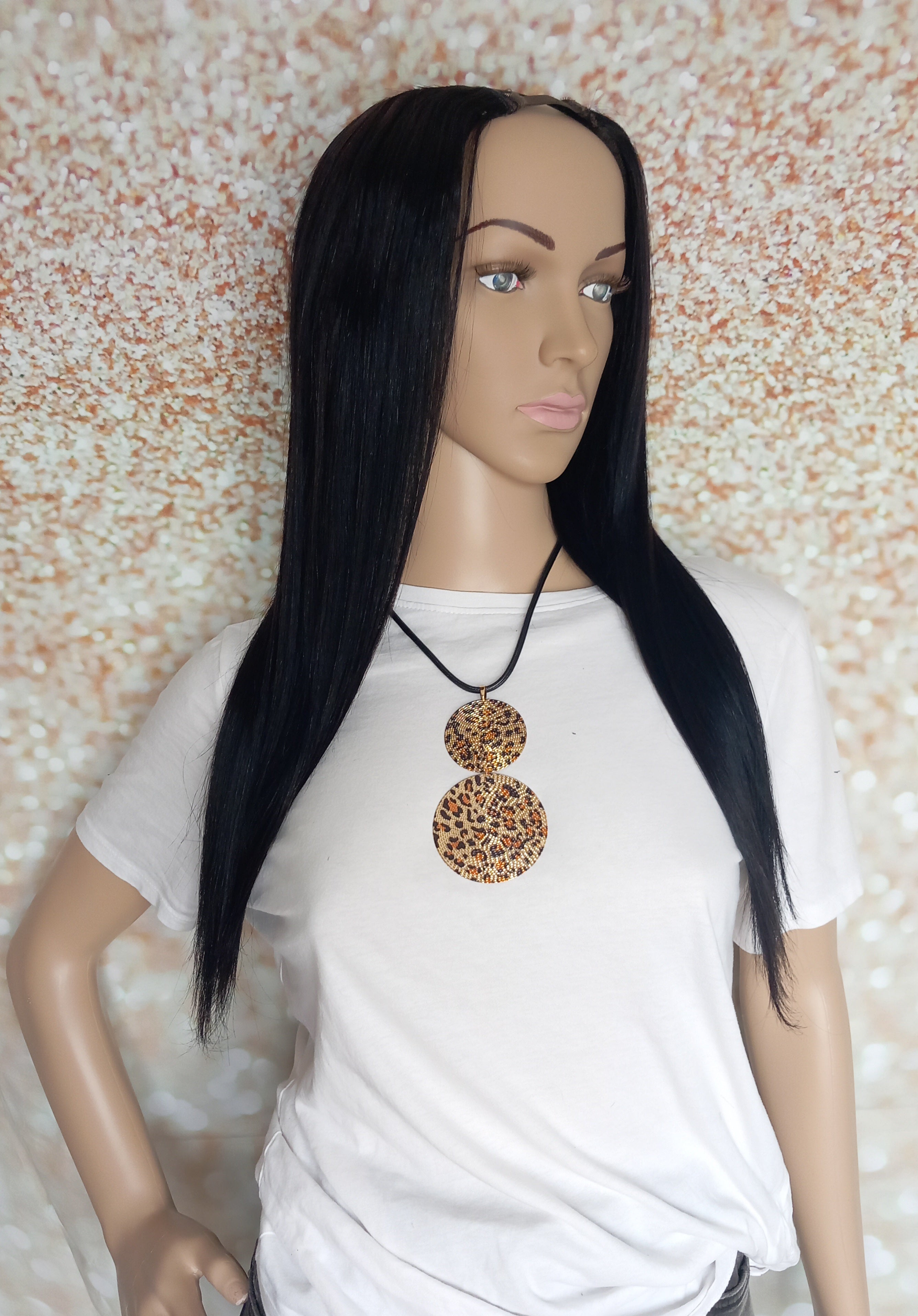 Ready to ship, Vibe U part wig, Glossy black, 18 inches long, Medium size