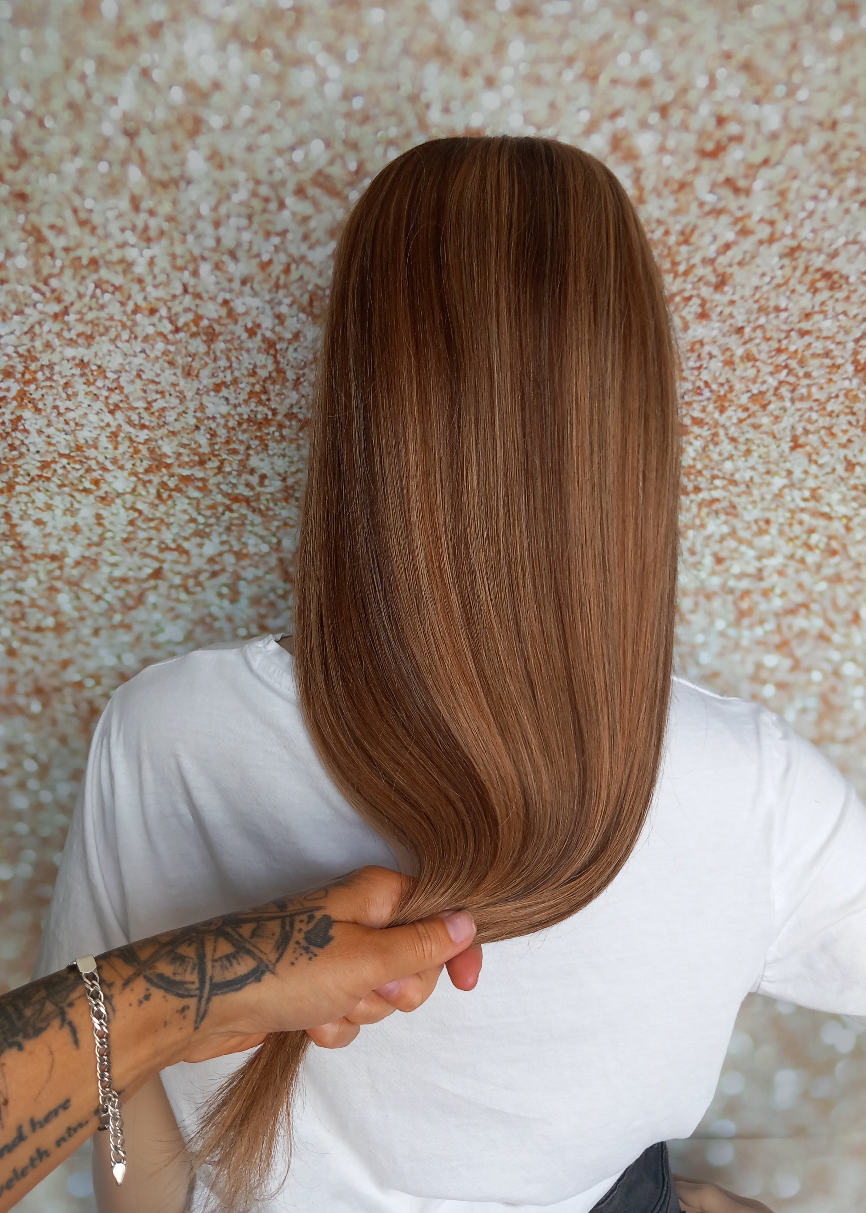 Ready to ship, Vibe U part wig, dark brown/ strawberry blonde, 18 inches long, Medium size